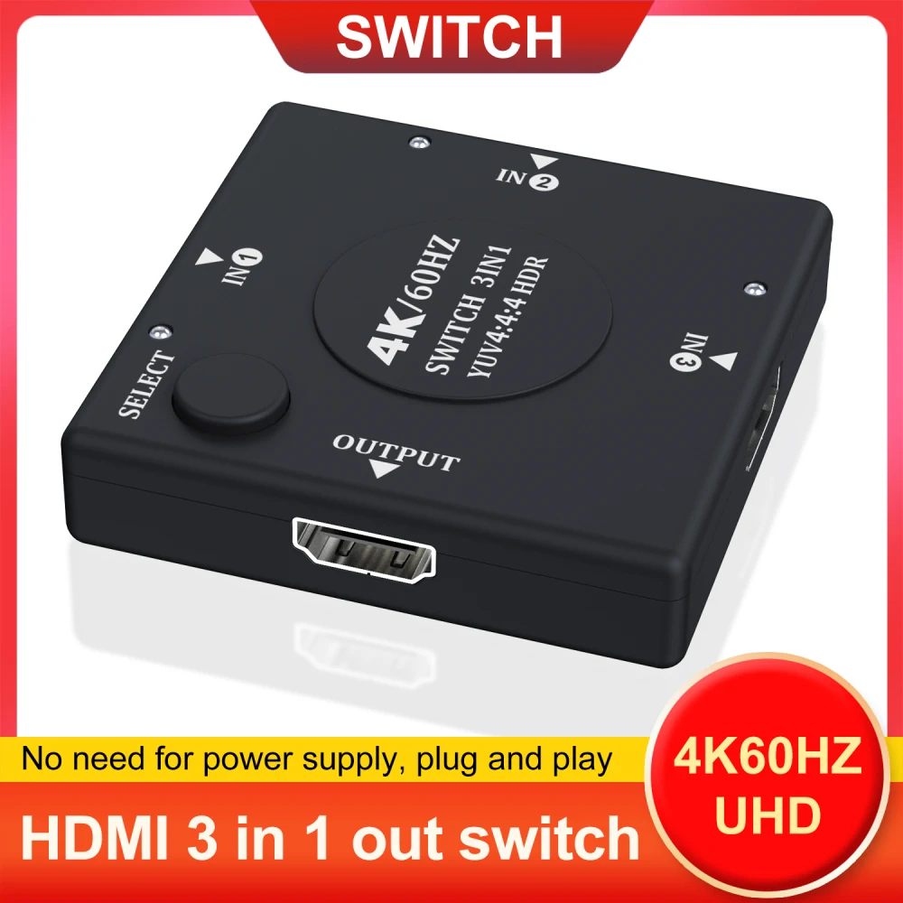 Switch Di Interfaccia Multimediale Hd 4K 60Hz Splitter Switcher Hd Hub Per Computer Laptop Monitor Proiettori