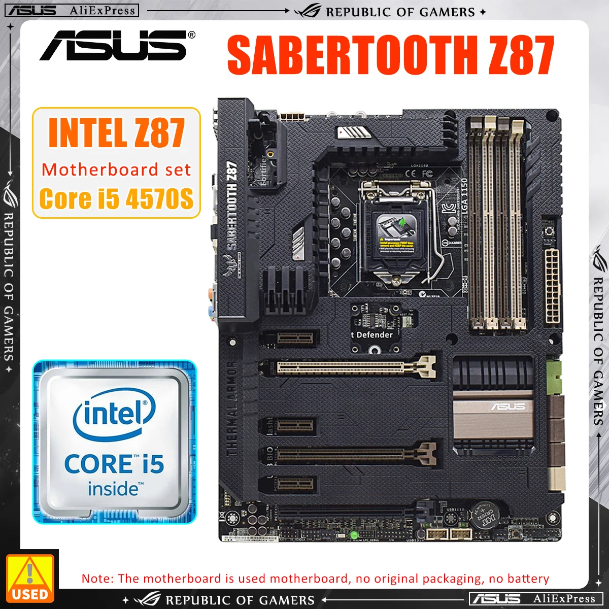 Kit Scheda Madre Z87 Asus Sabertooth + Core I5 4570S Processore Usb3.0 Ddr 32Gb Pci-E 3.0 Sata Iii Atx Pci-E 3.0 Sata Iii Atx