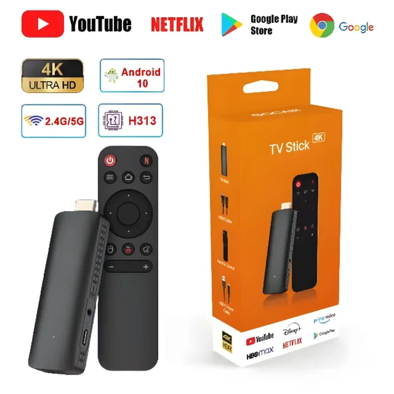 D6 Android Tv Stick Allwinner H313 Tipo C 4K 2Gb Ram 16Gb Rom Uhd 2.4/5.8G Wifi Android 10 H.265 Smart Sticks Android Tv Stick