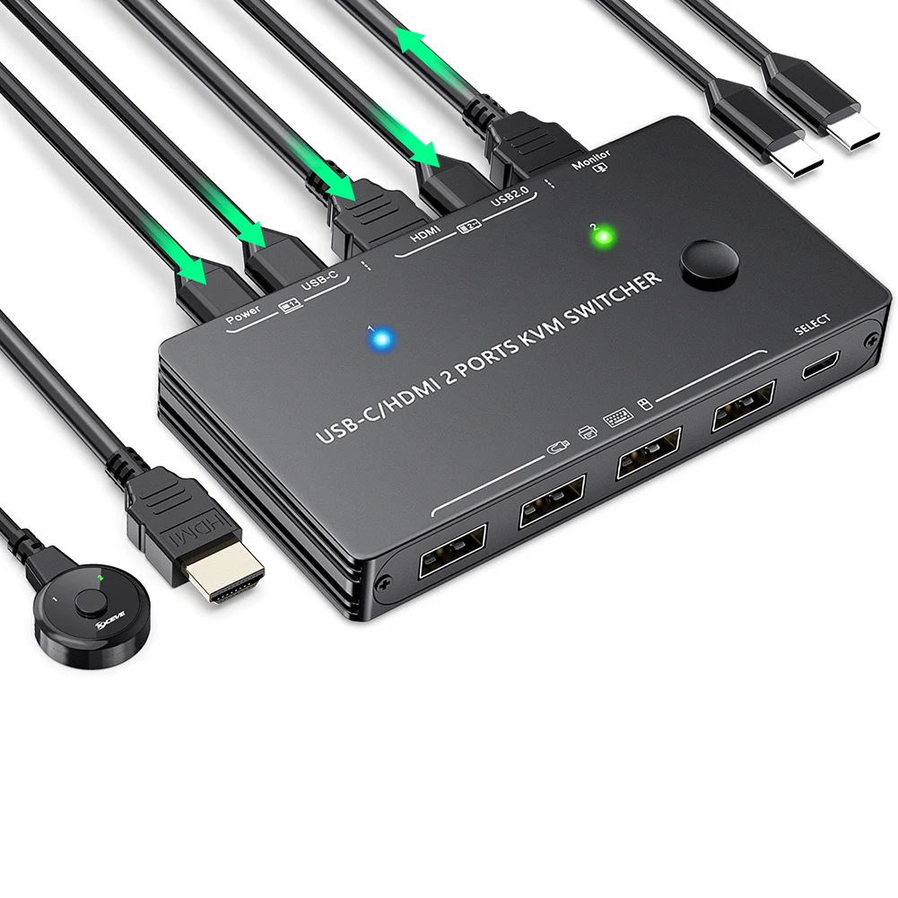 2 In 1 Out Type-C Kvm Hd Switcher Hdmis Switch Spliter Converter Per Pc Tv Xboxs Ps5