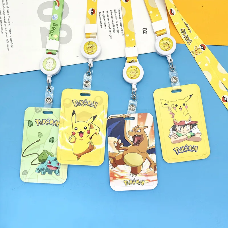 Pokemon Card Sleeve Kawaii Pikachu Charmander Jigglypuff Studente Giapponese Cartoon Campus Card Set Ciondolo Borsa Da Scuola Per Bambini