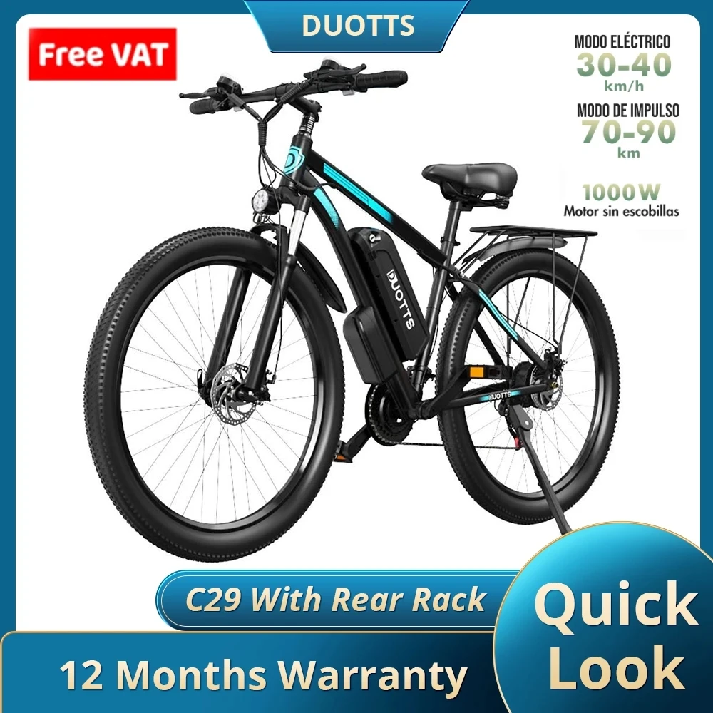Eu Warehouse Duotts C29 15Ah 48V Batteria E Bicicletta Mountain E-Bike Bici Elettrica Veloce Adult City Ebike 750W Bicicletta Elettrica
