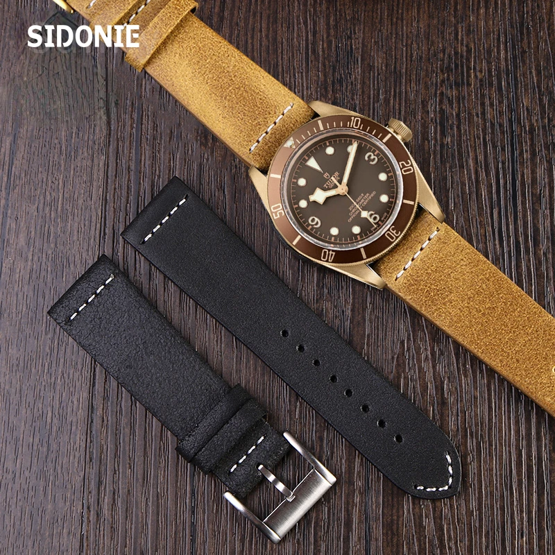 Cinturino Per Orologio Vintage In Vera Pelle Per Tudor Bronze Zenith Pilot Mido Accessori In Pelle Bovina Da Uomo Cinturino Per Orologio Da 23Mm