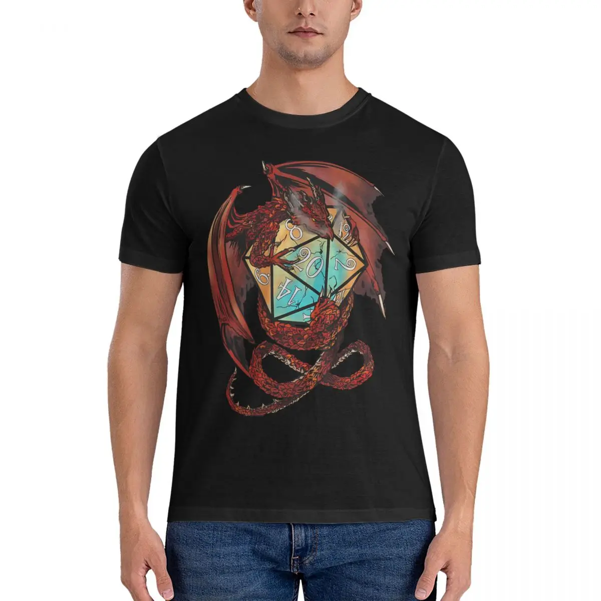 T-Shirt Da Uomo Red Dragon Dice Leisure Cotton Tee Shirt Manica Corta D-Dungeons And Dragons Dnd T Shirt Girocollo Abbigliamento
