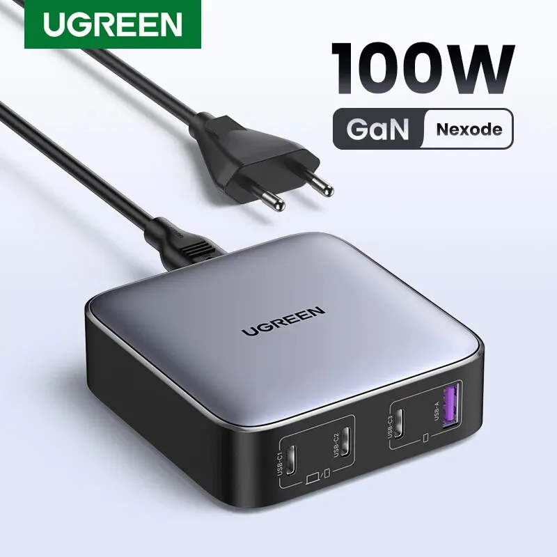 Ugreen 100W Gan Charger Desktop Laptop Fast Charger Adattatore 4 In 1 Per Iphone 14 13 12 Pro Max Caricabatterie Per Telefono Xiaomi Samsung