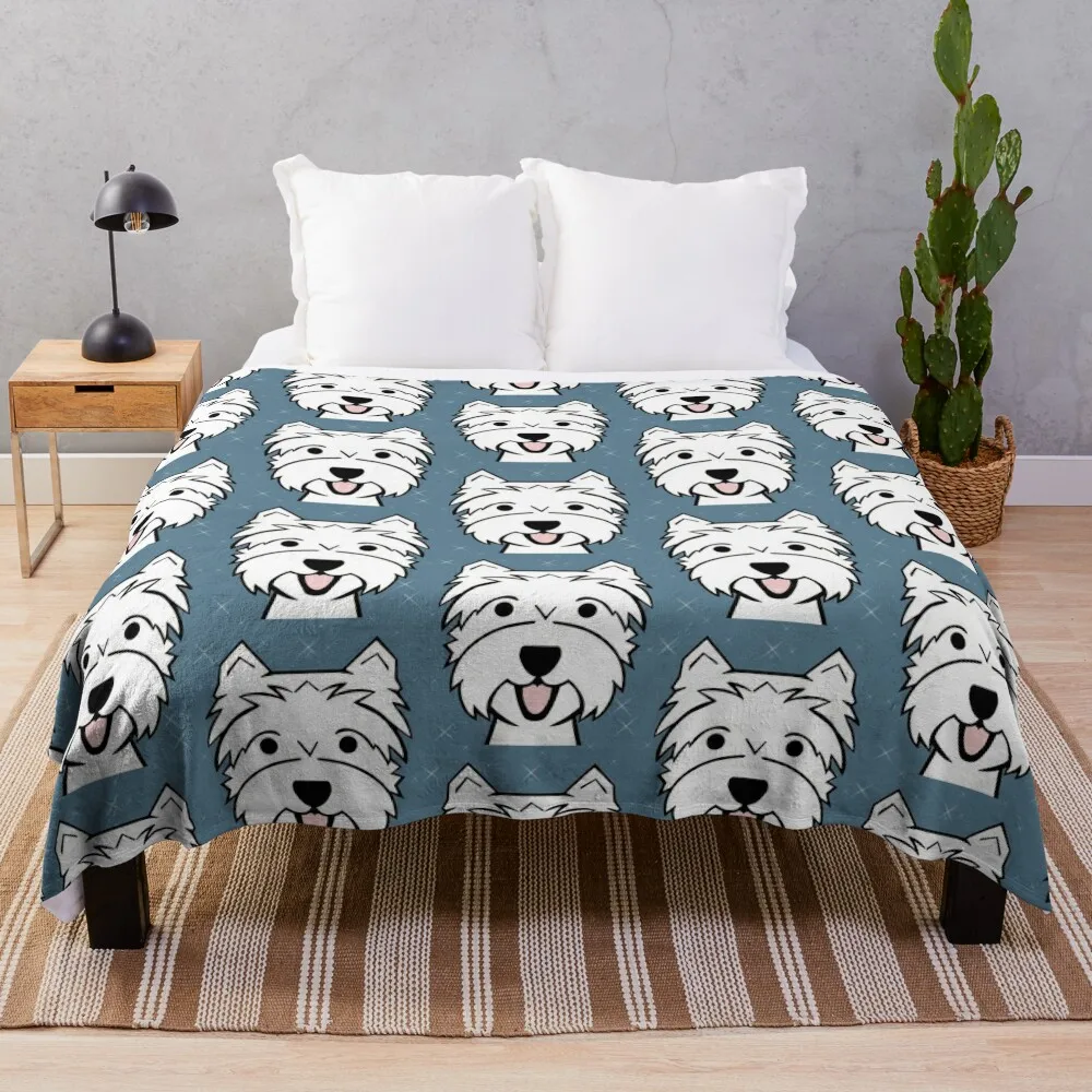 West Highland Terrier - Westies - Westie Dogs - Blue Throw Blanket Divano Gigante Per Divano Coperte Decorative Sottili Per Divani
