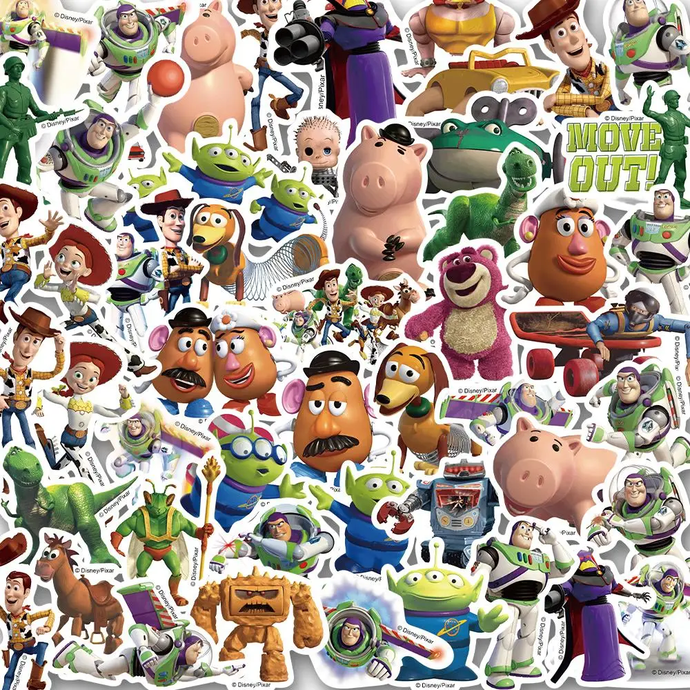 50Pcs Disney Cute Anime 3D Toy Story Cartoon Stickers Decalcomanie Kids Toy Laptop Phone Scrapbook Bagagli Car Decoration Sticker