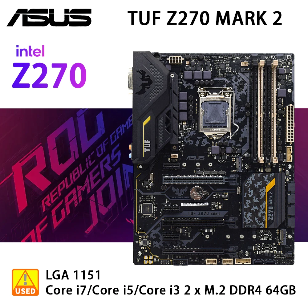 Scheda Madre Asus Tuf Z270 Mark 2 Lga 1151 Per Cpu Core I5 7500 Supporta Memoria Ddr4 64Gb 2 X M.2 Porta Hdmi Lga 1151 Gaming