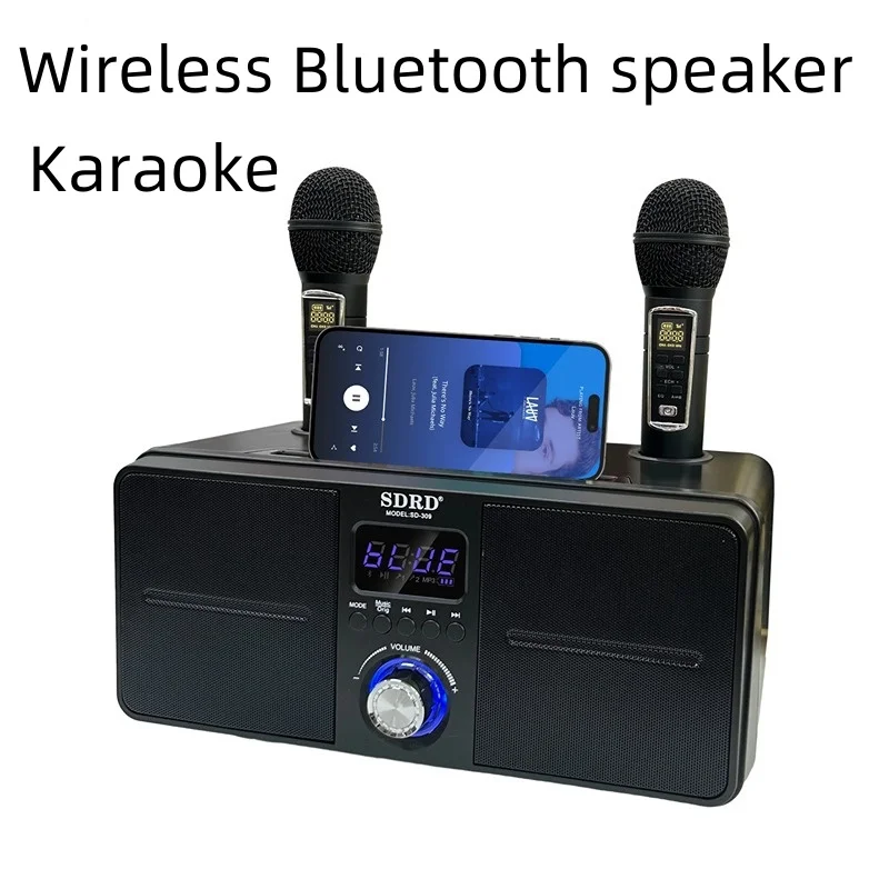 Portatile Outdoor Karaoke Altoparlante Bluetooth Wireless Subwoofer Surround Stereo Music Center Boombox Con Doppio Microfono Aux