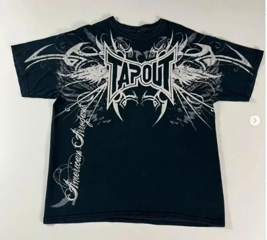 Streetwear Tapout T Shirt Y2K Mens Hip Hop Letter Graphic Print Maglietta Oversize Harajuku Girocollo In Cotone Manica Corta Top