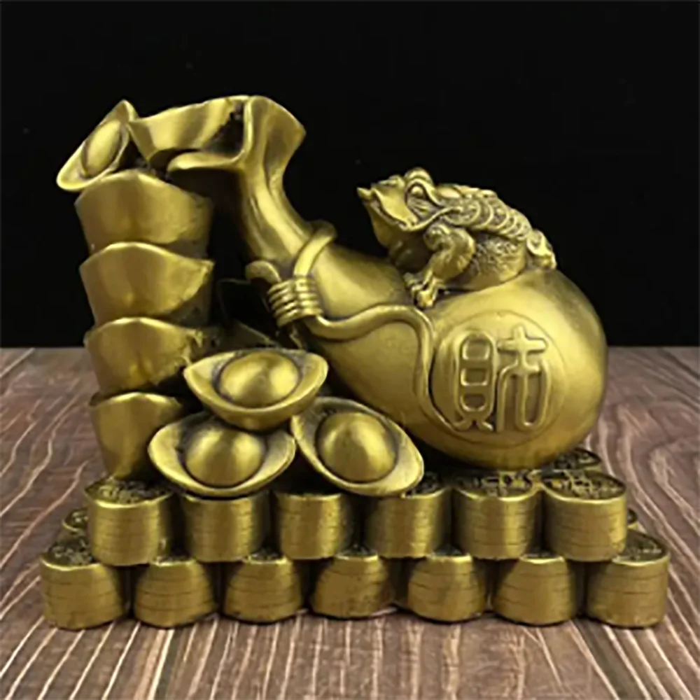 Cina Ottone Seiko Money Bag Gold Toad Wealth Crafts Statue