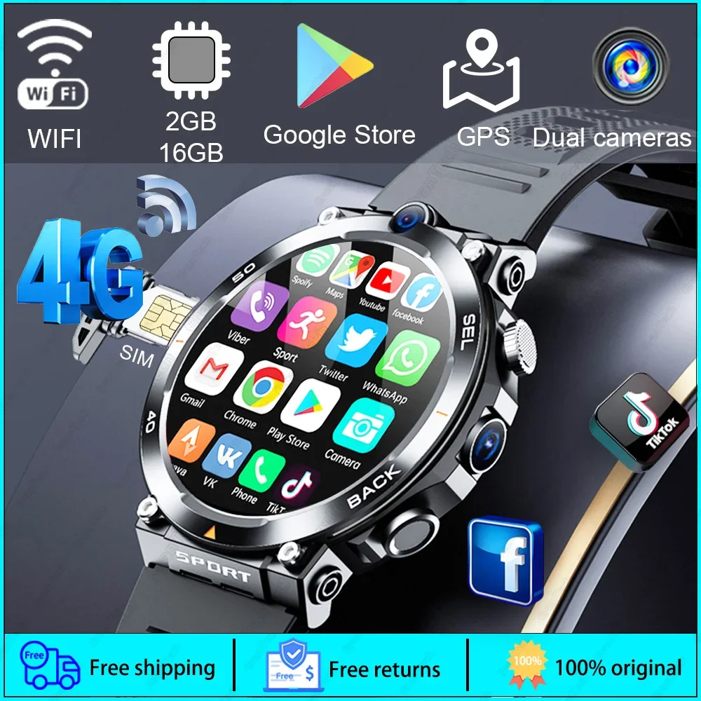 2024 Nuova Rete 4G Android Os Smartwatch 1.39 "Gps 2 Telecamere Wifi Nfc Controllo Accessi Download Uomo Donna Smart Watch