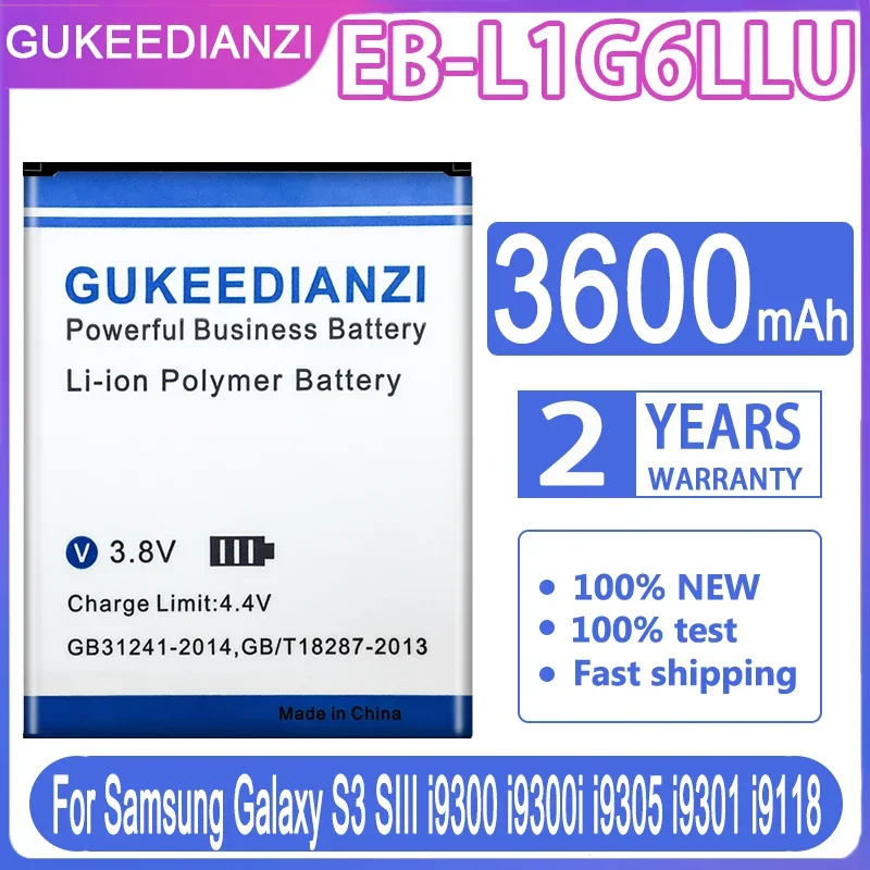 Gukeedianzi Eb-L1G6Llu 3600Mah Batteria Per Batterie Samsung Galaxy S3 I9300 I9305 I9308 I747 I535 L710 T999