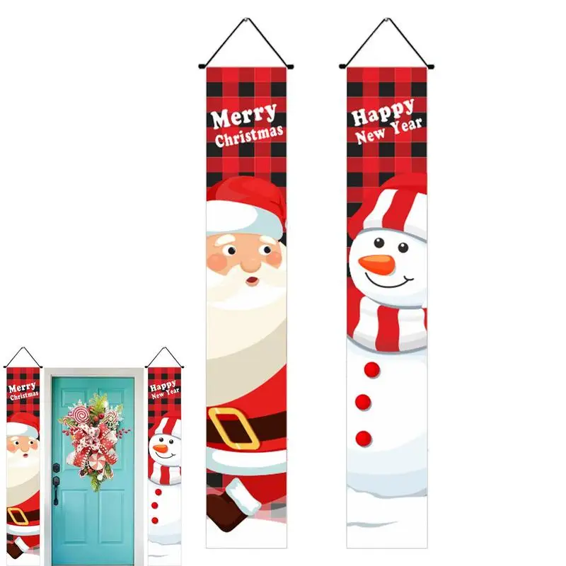 Segno Del Portico Di Natale Buon Natale Pupazzo Di Neve Porta Banner Portatile Inverno Benvenuto Portico Anteriore Banner Per Soggiorno All'Aperto