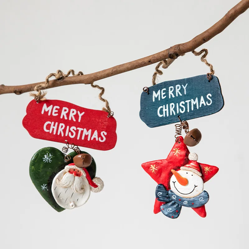 Christmas Decoration Resin Letter Card Pendant Old Man Snowman Letters Welcome Card Small Pendant Christmas Decorations
