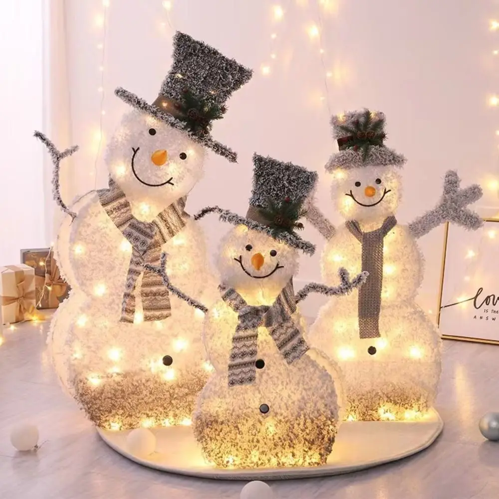 Ferro Battuto Lampeggiante Pupazzo Di Neve Statua Rifornimenti Del Partito Bianco Grigio Glitter Paillettes Pupazzo Di Neve Decor Led Luce Pupazzo Di 