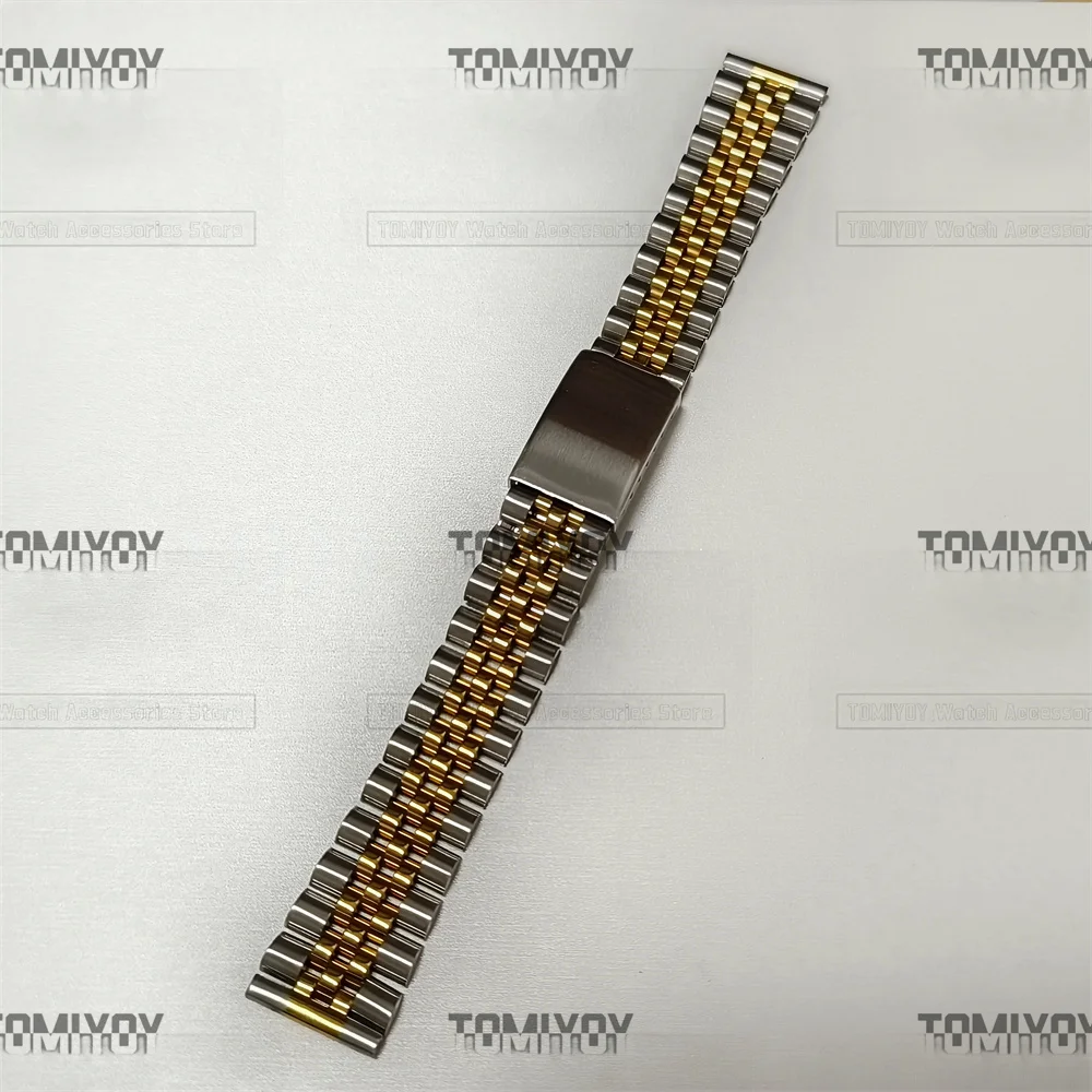 Flat End 18/19/20Mm 2 Toni Gold President Jubilee Cinturino Per Orologio In Acciaio Inossidabile Bracciale Adatto Per Orologio Rolex Sekio007 Skx005