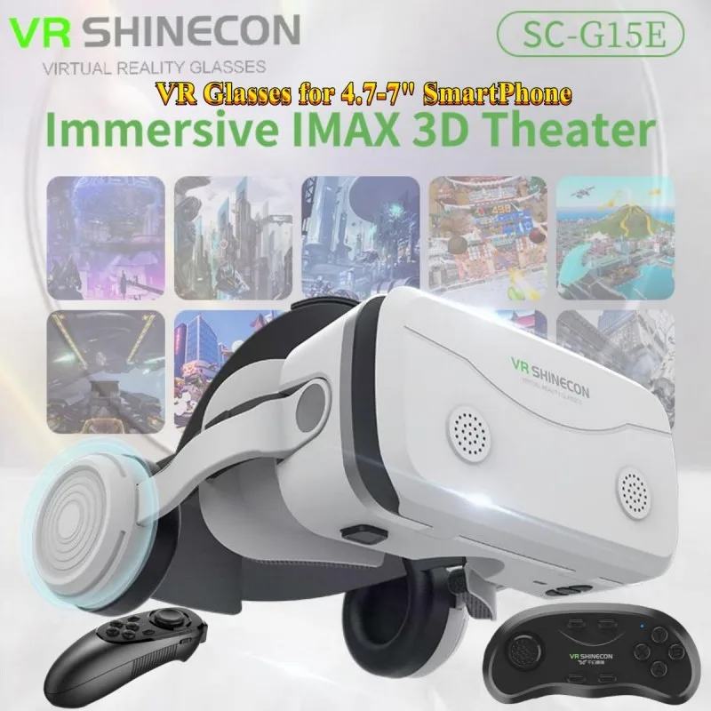 G15E Vr Occhiali Imax 3D Film Realtà Virtuale Occhiali Vr Google Scatola Di Cartone Casco Vr Per Telefono Da 4.7-7 ", Supporto Joystick Di Gioco