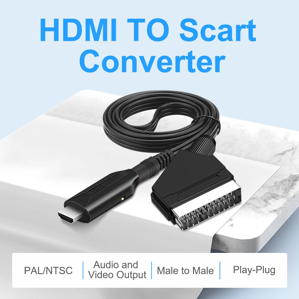 Adattatore Convertitore Audio Video Da Scart A Hdmi ,Hdmi A Scart 1080P/Ntsc/Pal Per Hd Tv Dvd Per Sky Box Stb Plug And Play