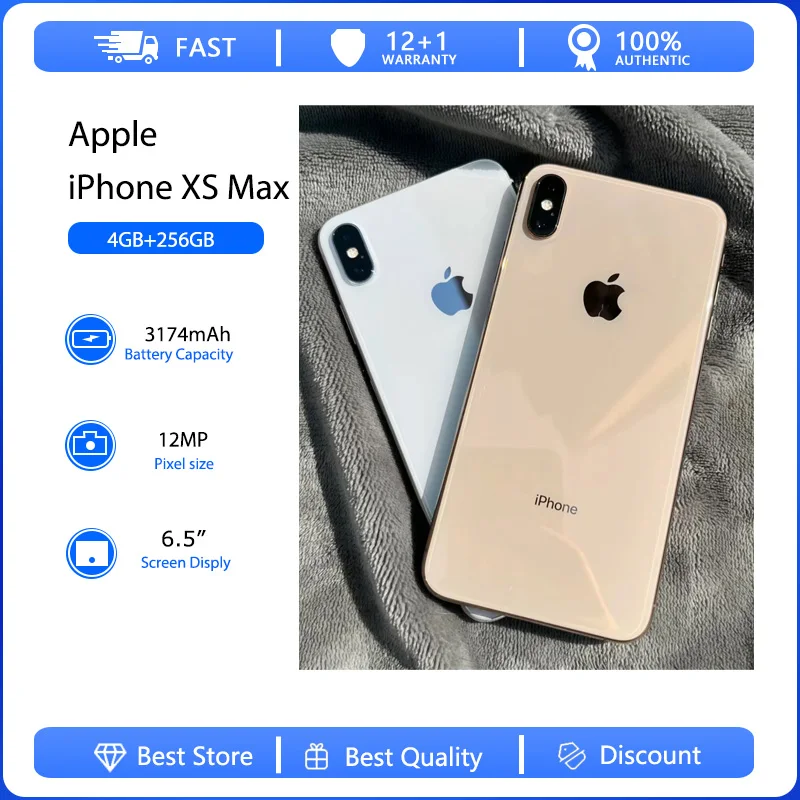 Apple Iphone Xs Max 4G Face Id Telefono Cellulare Originale Usato Sbloccato 6.5 "64/256Gb Rom Hexa-Core Ios 12Mp Fotocamera Smartphone
