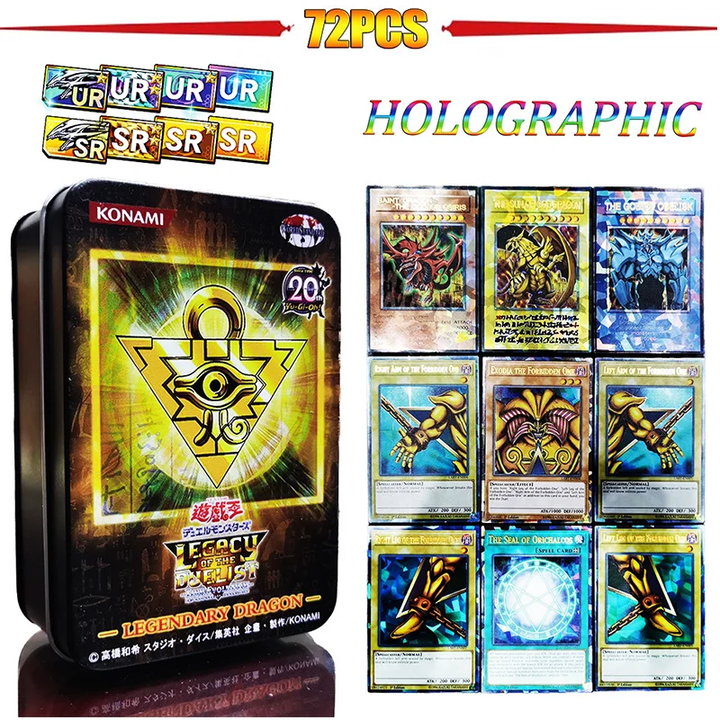 Flash Card 72Pcs Yugioh Tin Box Yu Gi Oh Carte Inglesi Olografiche Pro White Dragon Duel Game Collection Card Regalo Giocattolo Per Bambini
