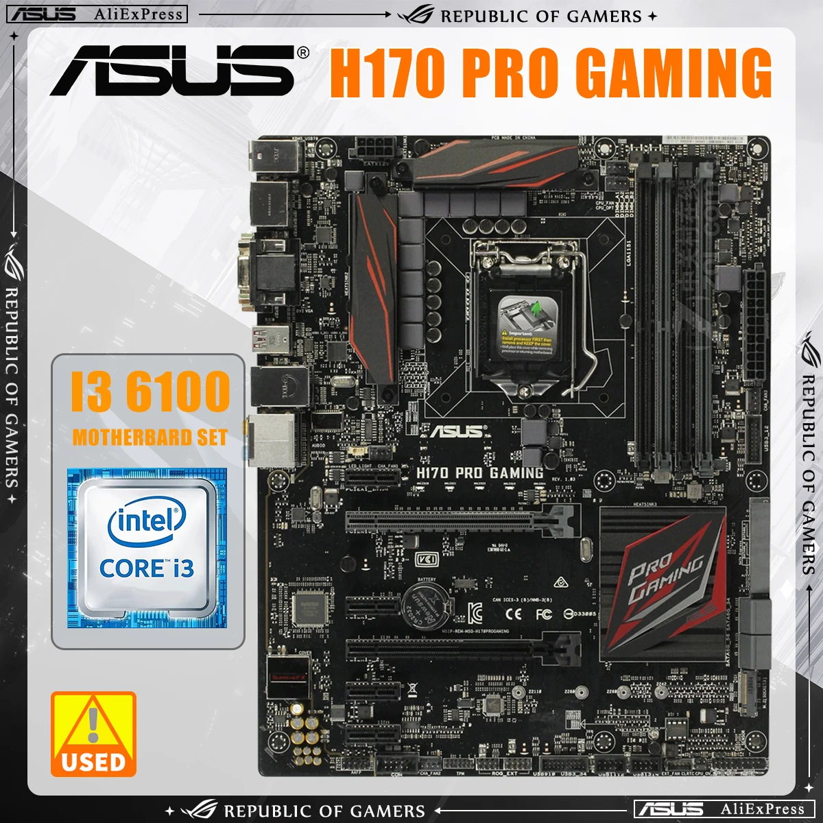 Asus H170 Pro Gaming Motherboard Set Lga 1151 Adatto Per La Combinazione Della Scheda Madre Della Cpu Core I7/I5/I3 Usb3.0 M.2 Sata3 I3 6100