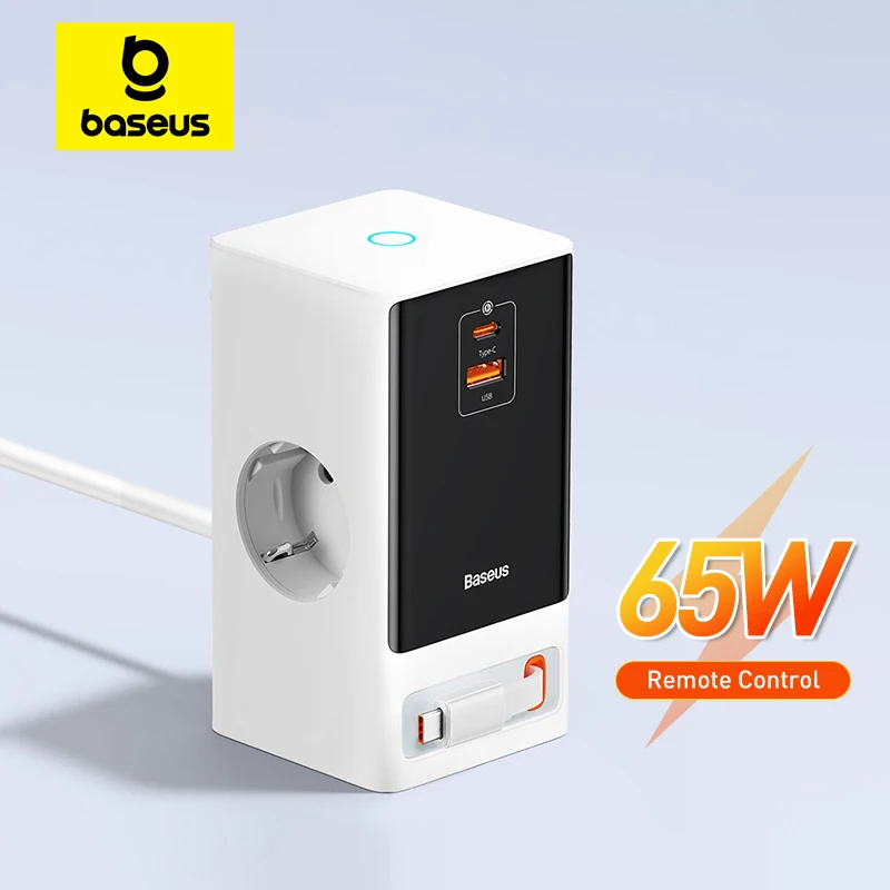 Baseus 65W Gan Fast Charger Digital Desktop Power Strip Touch Control Prese 3Ac App Telecomando Per Iphone15 Tablet Samsung
