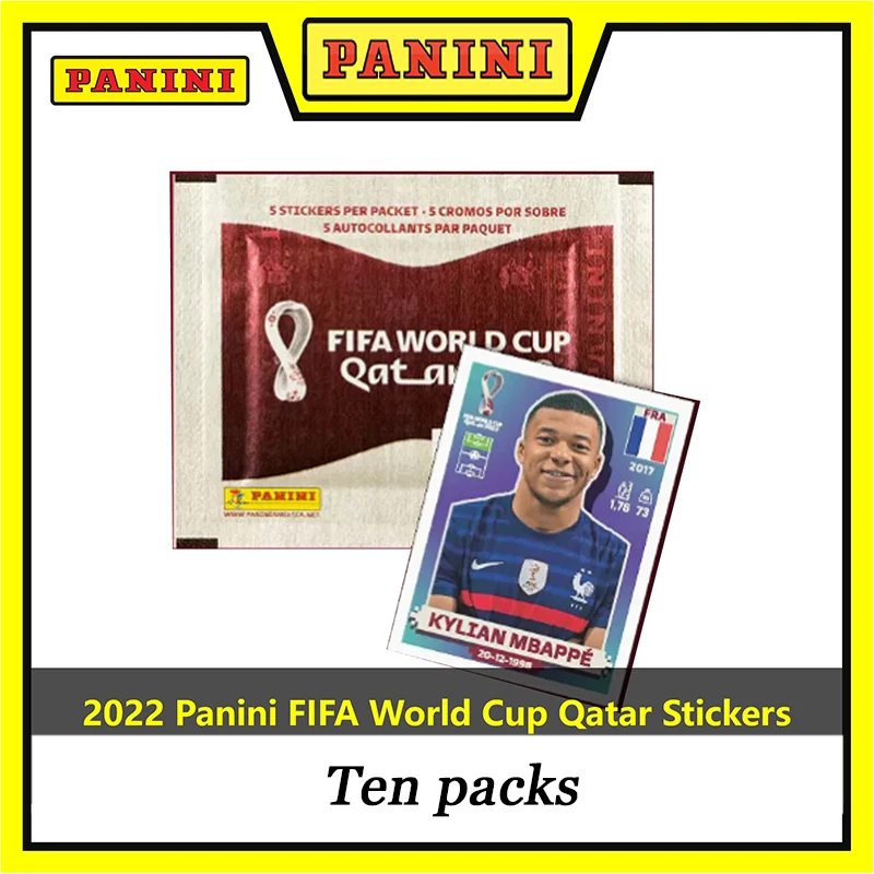 Dieci Confezioni 2022 Panini World Cup Sticker Neymar Cristiano Ronaldo Character Collection Flash Card Cartoon Toys Regalo Di Natale