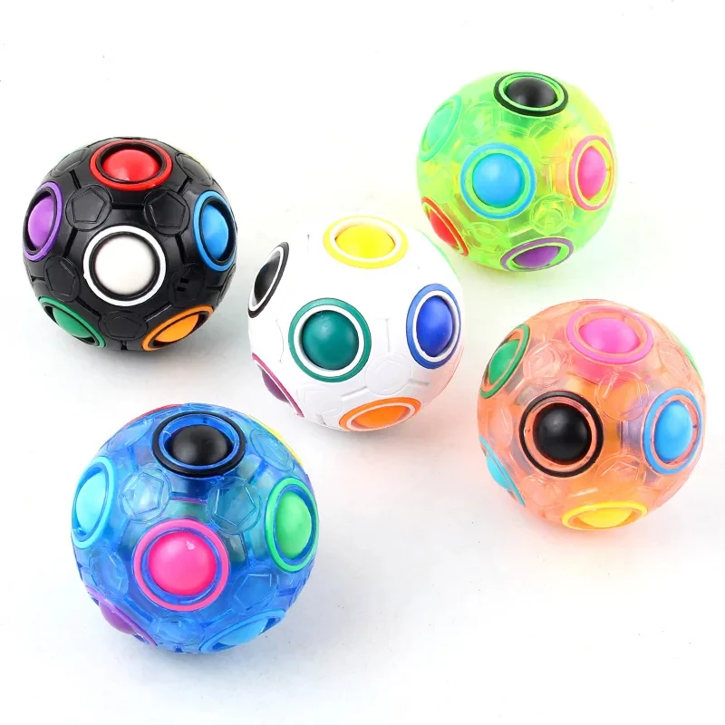 Magic Rainbow Puzzle Ball Speed Cubo Di Rubik Ball Fun Antistress Puzzle Game Children'S Color Blocking 3D Puzzle Toy Gift