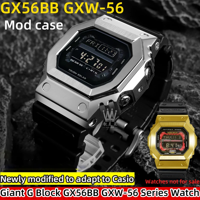Gx-56 Mod Kit Per Casio Giant G G-Shock Large Square Gx-56Bb Gxw-56 Custodia In Metallo + Cinturino Bracciale In Acciaio Inossidabile Argento Nero Oro