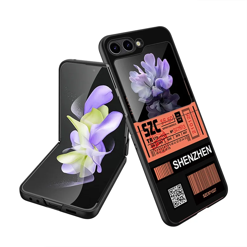 Custodie Rigide Nere Anti-Goccia Per Samsung Galaxy Z Flip5 5G Flip4 Flip3 Zflip 5 4 3 Semplice D-Dhl Super Express Label Cover