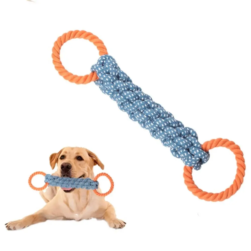 Double-Ring Dog Chew Cotton Rope Toys Corn Cob Shape Bite Resistant Dog Intrecciato Bone Rope Toy Pet Cotton Knot Toy Dog Chew Toy
