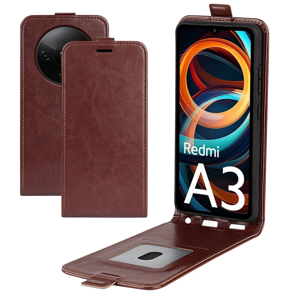 Per Xiaomi Redmi A3 Flip Vertical Leather Case Luxury Retro Book Card Holder Full Cover Su Redmi A3 Phone Bags