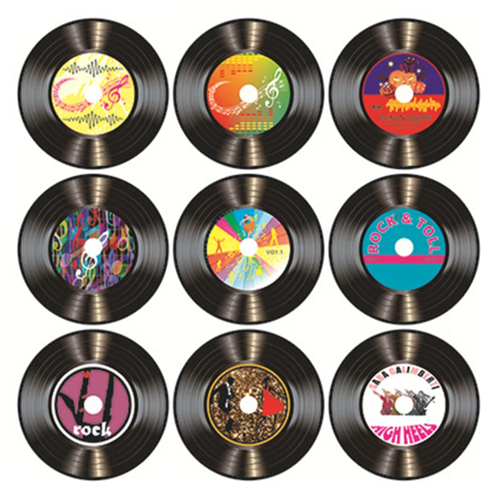 20Pc Vintage Vinyl Records Music Party Cds Frigoriferi Vintage Record Wall Stickers Bar Coffee Shop Decorazione Wall Stickers