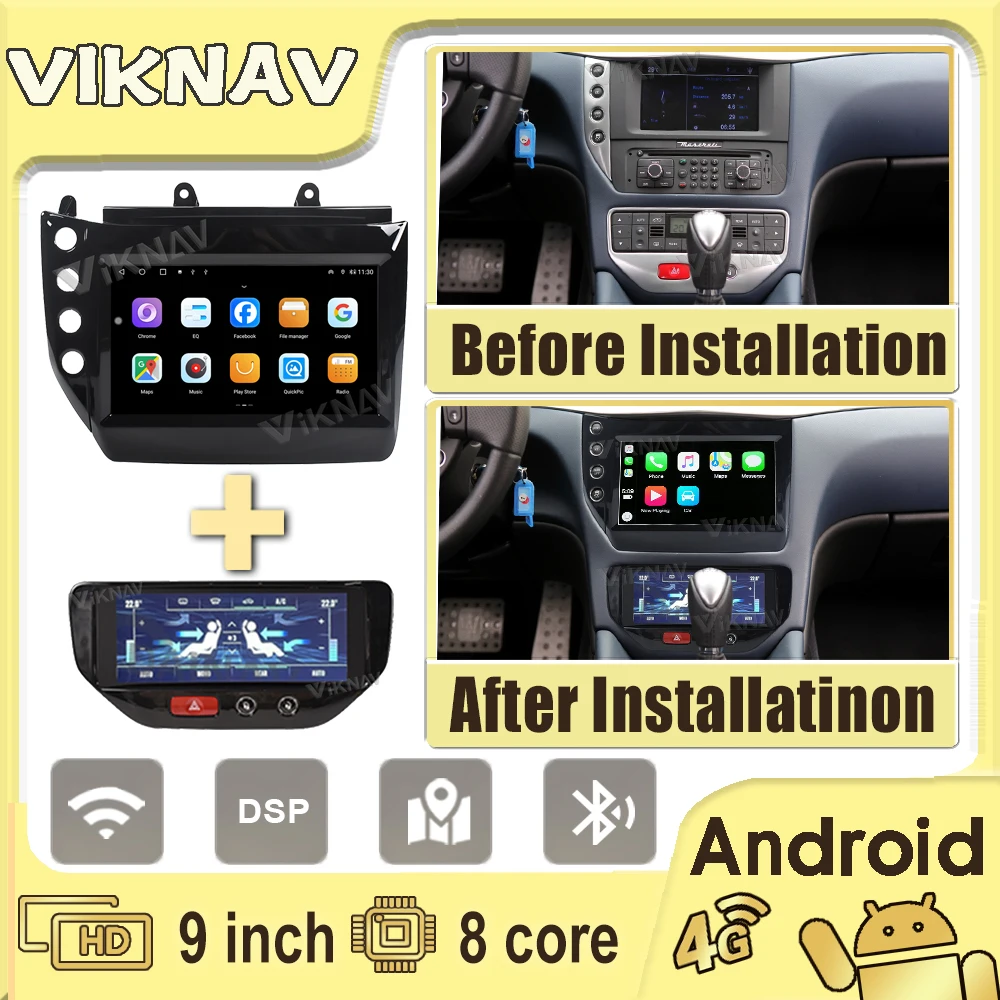 Android 12 Per Maserati Gt/Gc Granturismo 2007-2017 Car Aircon Board Schermo Nero Lettore Multimediale Unità Principale Di Navigazione Gps