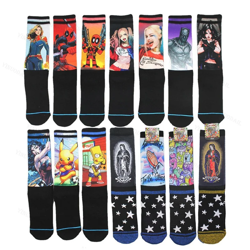 Iron Man 1 Paio Anime Joker Captain America Socks For Men Women Cotton Durable Softs Keep Warm Casual Hosiery Toy Regalo Di Natale