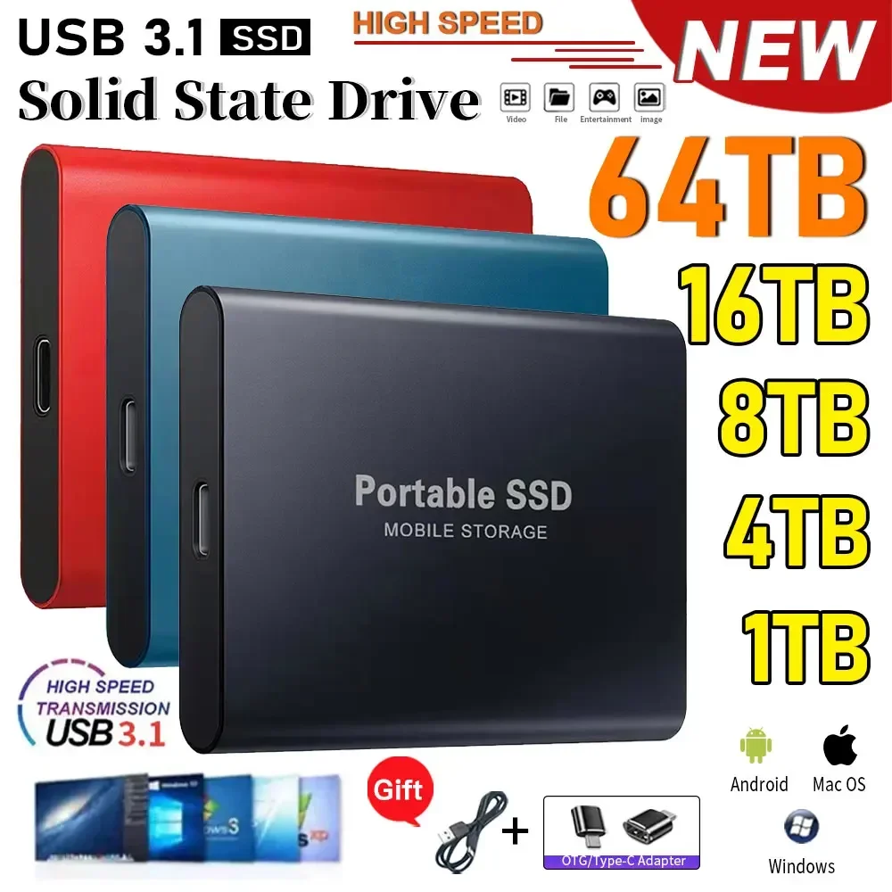 Unità A Stato Solido Esterna Ad Alta Velocità Disco Rigido Esterno Portatile Da 1Tb Ssd Disco Rigido Esterno Da 2Tb Ssd Per Laptop Mac