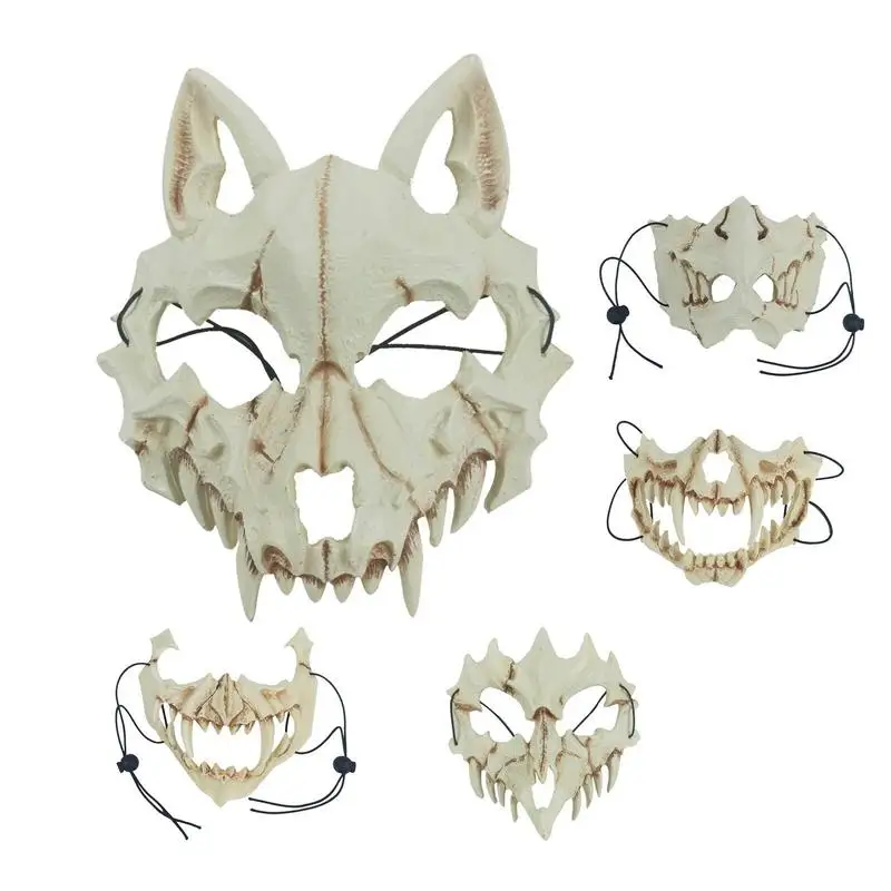 Halloween Animal Skull Party Mask Carnival Purim Dragon God Skeleton Half Face Masks Tigers Dinosaur Wolf Cosplay Party Costume