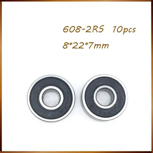 10Pcs 608 2Rs Cuscinetto Abec-5 8X22X7 Millimetri Di Skateboard Cuscinetti A Sfera 608Rs Z3V3 608-2Rs 608Rs Profondo Scanalatura Acciaio Inox Sigillat