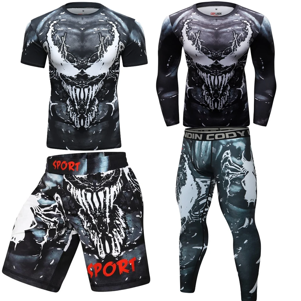 Set Di Camicie E Pantaloni Mma A Compressione Rashguard Muay Thai Mma Abbigliamento Sportivo Da Uomo Bjj Venom Kickboxing Maglie Mma Muay Thai Shorts