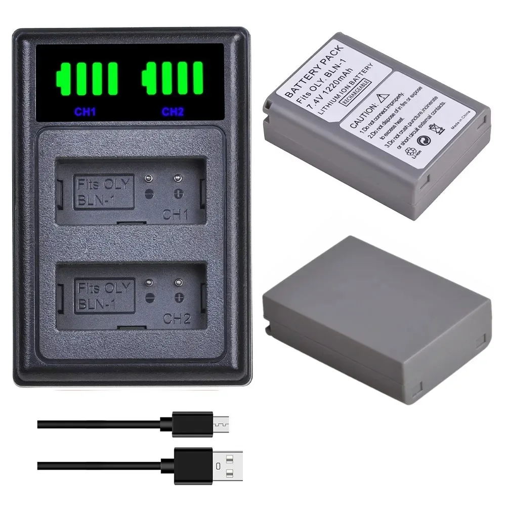 1220Mah Ps-Bln1 Bln-1 Batteria/Bcn-1 Caricabatterie Per Olympus Om-D E-P5,Om-D E-M1,Om-D E-M5,Om-D E-M5 Mark Ii, Penna F Fotocamera Digitale Slr
