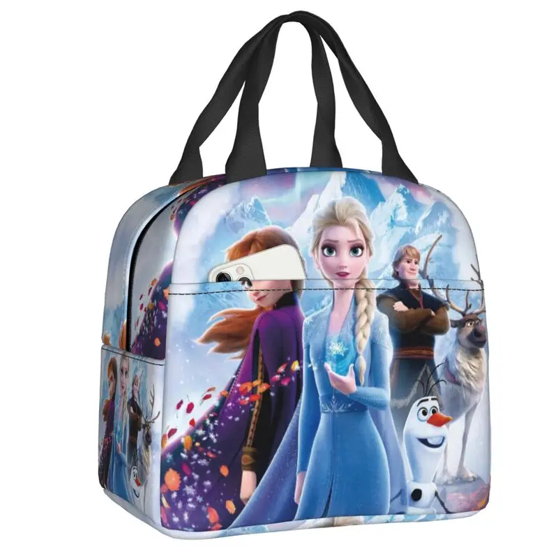 Cartoon Frozen Princess Insulated Lunch Bag Anna E Elsa Waterproof Cooler Thermal Bento Box Women Food Container Tote Bags