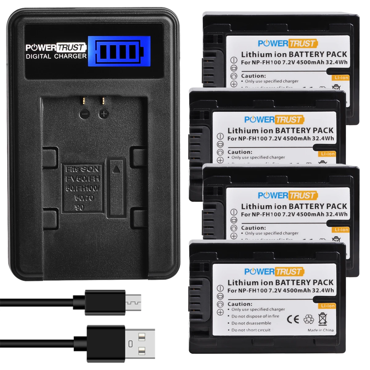 4500Mah Np-Fh100 Np Fh100 Batteria E Caricabatterie Per Sony Np-Fh30 Np-Fh40 Np-Fh50 Np-Fh70 Cyber-Shot Dsc-Hx1 Hx100V Dsc-Hx200