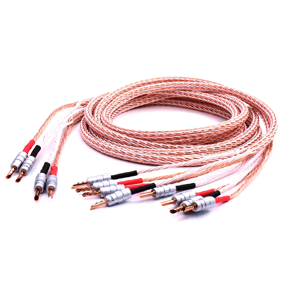 Coppia 12Tc Hifi Speaker Cable Con 2 Spina A Banana Di 4 Banana Martinetti Hi-End Occ Filo Dell'Altoparlante Biwire Altoparlante Cavo