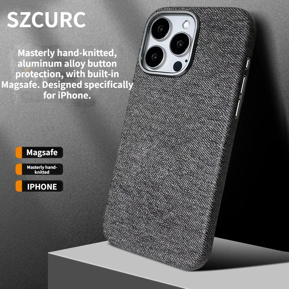 Custodia Per Iphone Lavorata A Mano In Nylon Antiproiettile, Adatta Per Iphone 15 Pro Max 14 13 12 Pro, Con Magsafe Integrato.