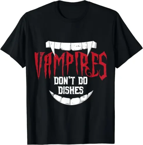 New Limited Funny Dicing Vampire Fangs Costume Easy Halloween S T Shirt Maniche Lunghe O Corte