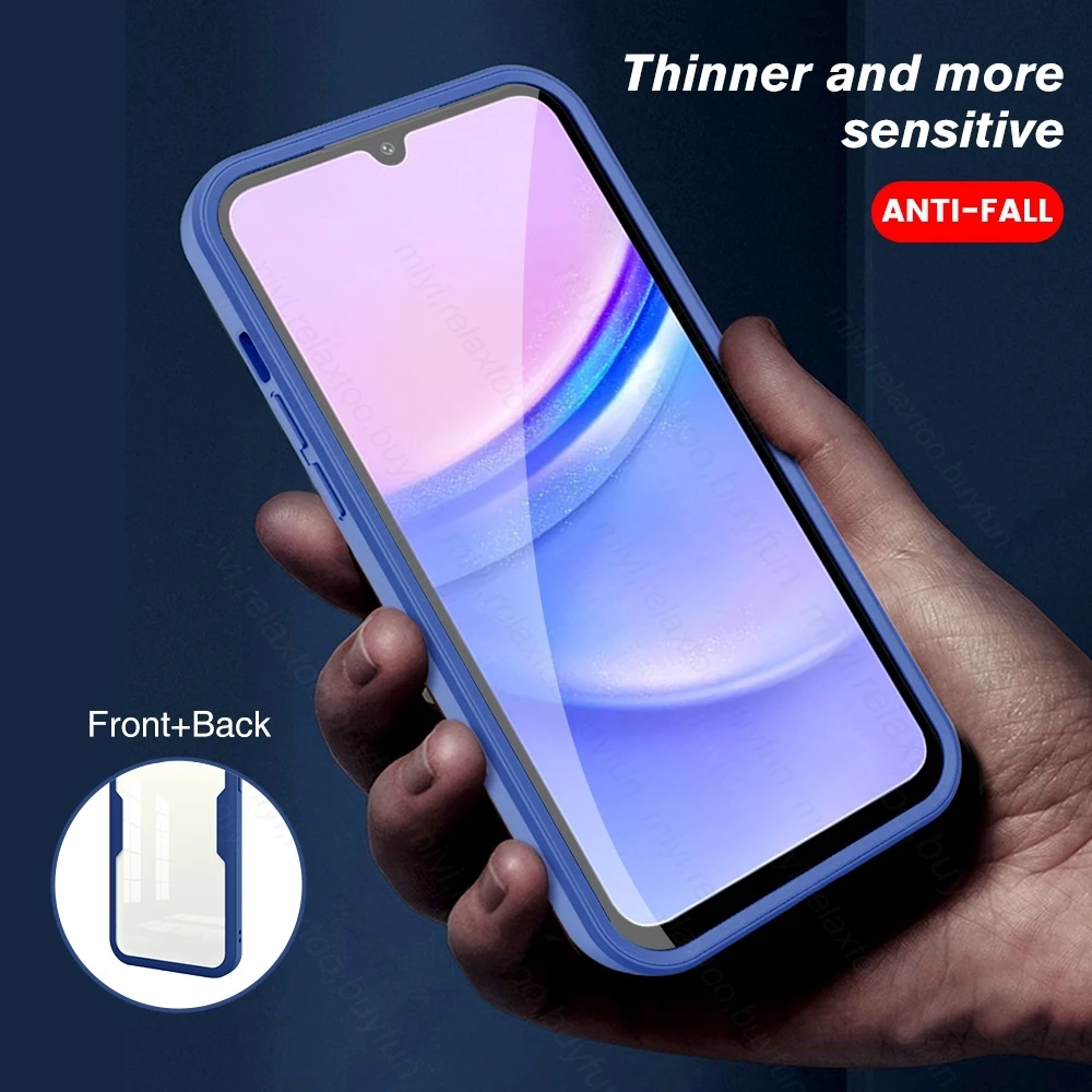 Sumsung A 15 25 35 55 Custodia Trasparente Pet + Pc Coque Antiurto Per Samsung Galaxy A15 4G A25 A35 A55 5G 2024 Double-Side Protect Coque