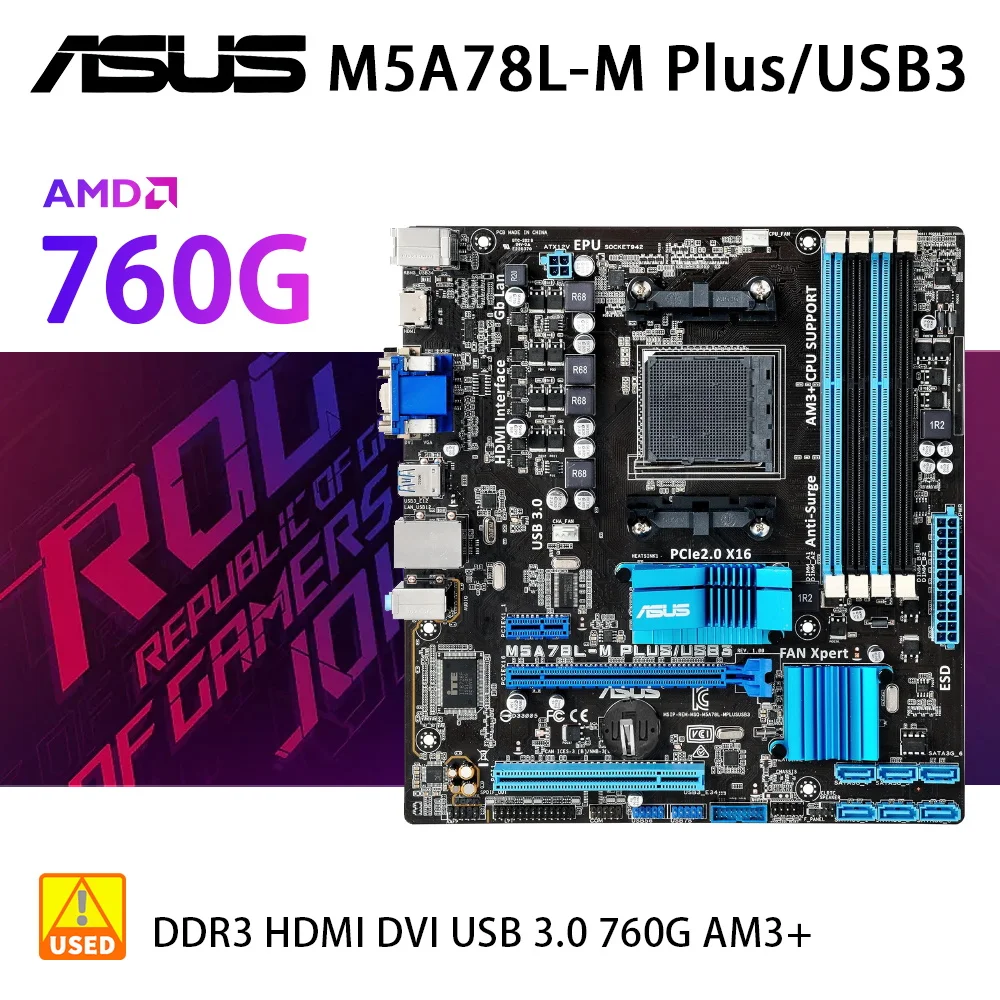 Scheda Madre Am3 + Asus M5A78L-M Plus Con Chipset Amd 780 2 X Ddr3 8Gb 4 Display Sata Ii 1 X Rj45 Atx Supporta La Tecnologia Di Overclocking Gratuita