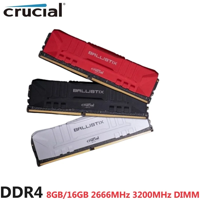 Crucial Ballistix Desktop Ram Memory Xmp Overclocking Ddr4 8Gb 16Gb 2666Mhz 3200Mhz Unbuffered Dimm Pc-21300 25600 Dual Channel