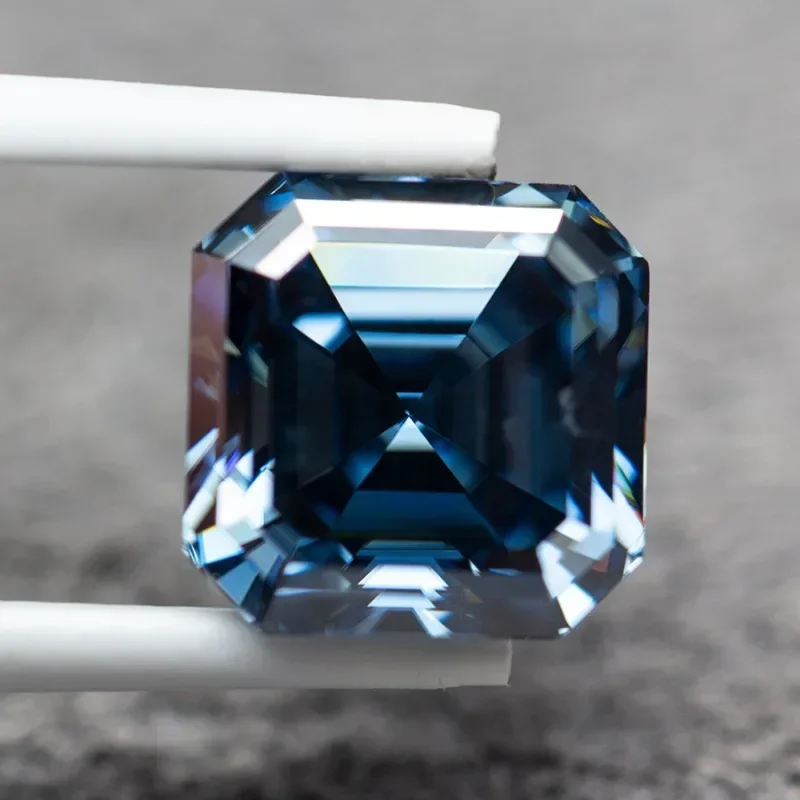 Certificato Gra Royal Blue Asscher Cut Moissanita Diamond Vvs1 Pass Diamond Tester Advanced Jewelry Rings Orecchini Makin